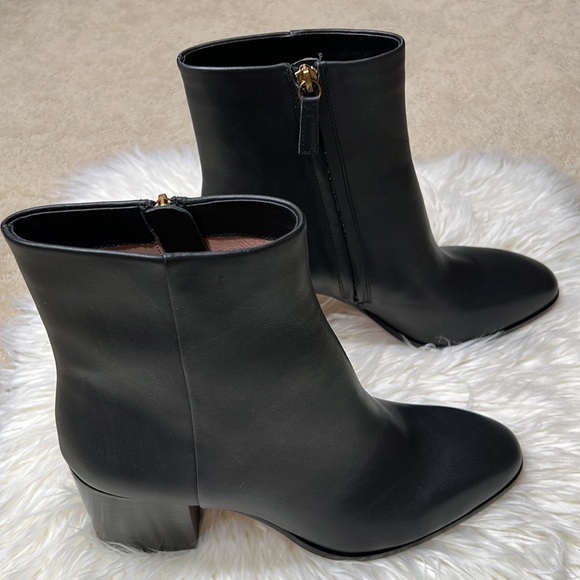 J. Crew Shoes Jcrew Sadie Stackedheel Ankle Boots In Leather Size 9